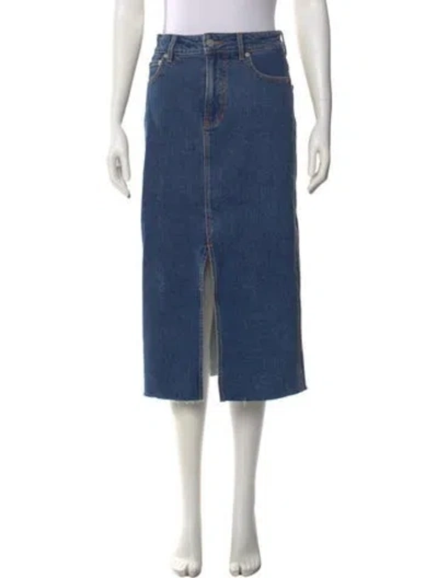 Pre-owned Veronica Beard Distressed Accents Midi Length Skirt In Blue