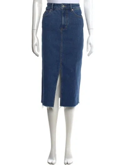 Pre-owned Veronica Beard Distressed Accents Midi Length Skirt In Blue