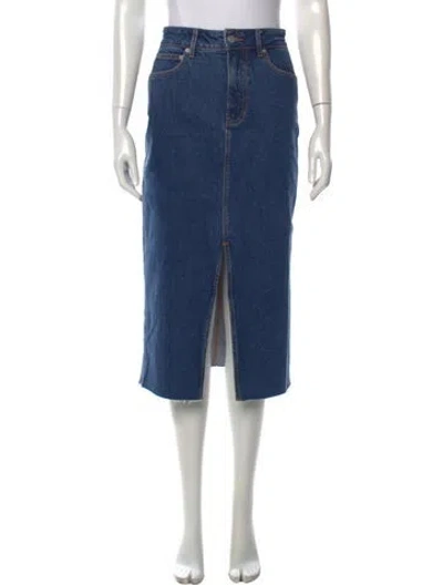 Pre-owned Veronica Beard Distressed Accents Midi Length Skirt In Blue