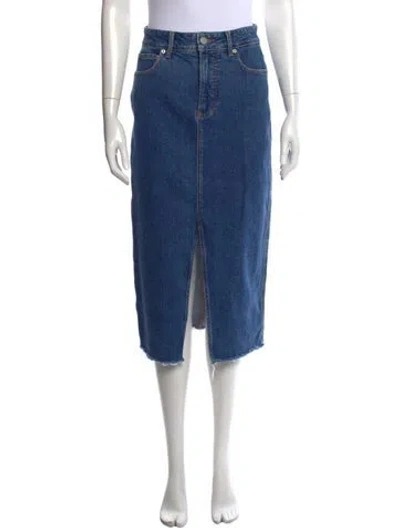 Pre-owned Veronica Beard Distressed Accents Midi Length Skirt In Blue