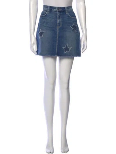 Pre-owned Veronica Beard Distressed Accents Mini Skirt In Blue