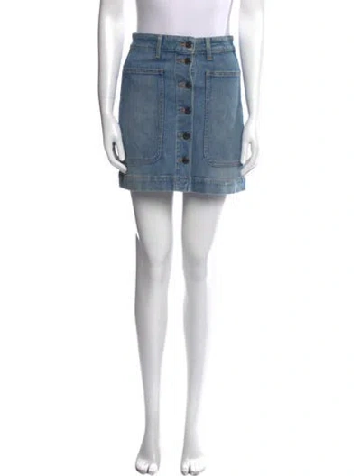 Pre-owned Veronica Beard Distressed Accents Mini Skirt In Blue
