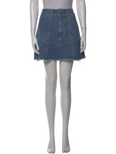 Pre-owned Veronica Beard Distressed Accents Mini Skirt In Blue