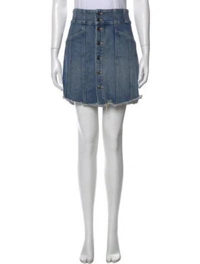 Pre-owned Veronica Beard Distressed Accents Mini Skirt In Blue
