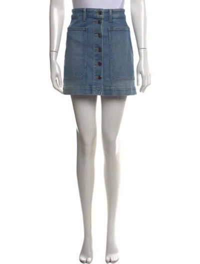 Pre-owned Veronica Beard Distressed Accents Mini Skirt In Blue