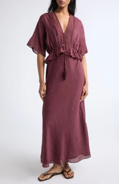 Veronica Beard Dominick Pintuck Lace Trim Maxi Dress In Purple