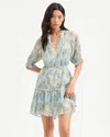 Veronica Beard Dorrie Floral Print Tiered Dress In Blue