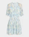Veronica Beard Dorrie Floral Print Tiered Dress In Multi