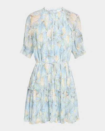 Veronica Beard Dorrie Short-sleeve Mini Dress In Multi