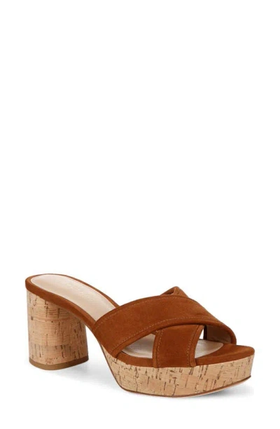 Veronica Beard Dory Platform Slide Sandal In Caramel