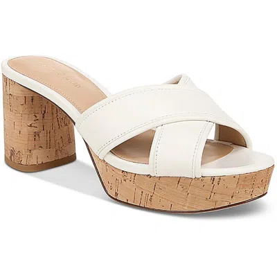 Veronica Beard Dory Womens Leather Slip On Platform Sandals In White