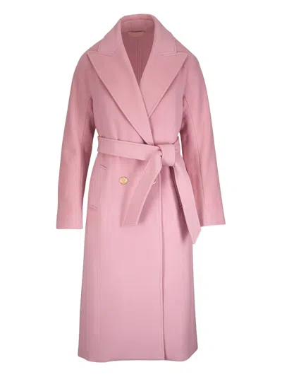 Veronica Beard Double-breasted Belted Coat In Pink
