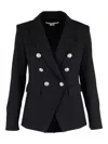 Veronica Beard Miller Dickey Double-breasted Grain De Poudre Blazer In Black
