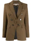 Veronica Beard Double-breasted Checked Woven Blazer In Brown