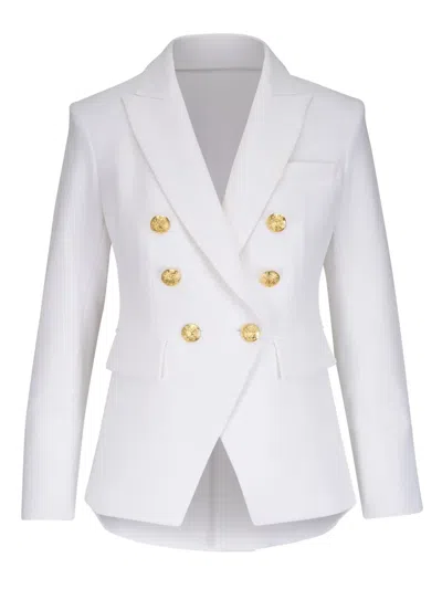 Veronica Beard Double-breasted Blazer In White