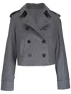 Veronica Beard Cropped Conneley Trench Jacket In Medium Heather Grey In Grey