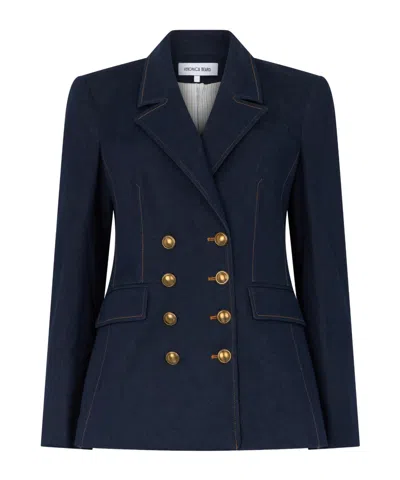 Veronica Beard Double-breasted Suit Jacket In Blue