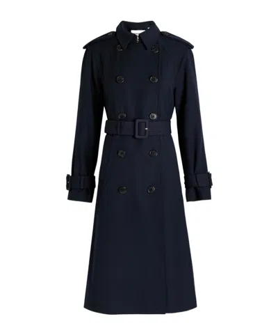 Veronica Beard Double-breasted Twill Trench Coat In Black