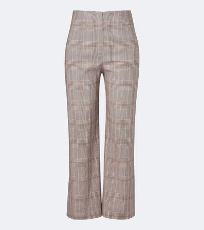 Veronica Beard Dova Cropped Cotton And Linen Straight Pants In Brown