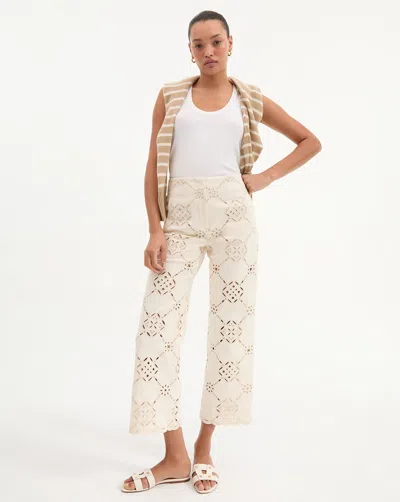 Veronica Beard Dova Eyelet Pant In Sand