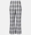 Veronica Beard Dova Plaid Cotton-blend Wide-leg Pants In Weiss
