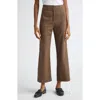 Veronica Beard Dova Tweed Herringbone Crop Wide Leg Pants In Camel/ Black