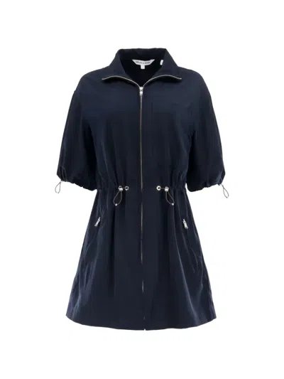 Veronica Beard Drawstring Zip Mini Dress In Blue