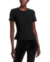 Veronica Beard Draya Short-sleeve Rhinestone Button Tee In Black