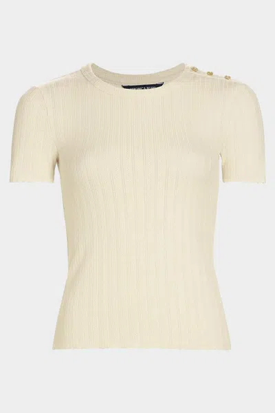 Veronica Beard Draya Knit Tee In Ivory In Gray