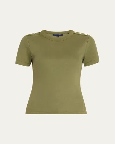Veronica Beard Draya Short-sleeve Button Tee In Multi
