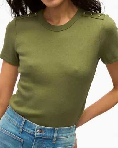 Veronica Beard Draya Short Sleeve Tee In Stone Army In Brown