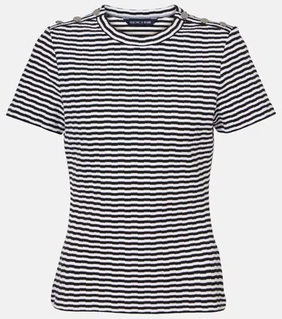 Veronica Beard Draya Striped Cotton-blend T-shirt In Black/white