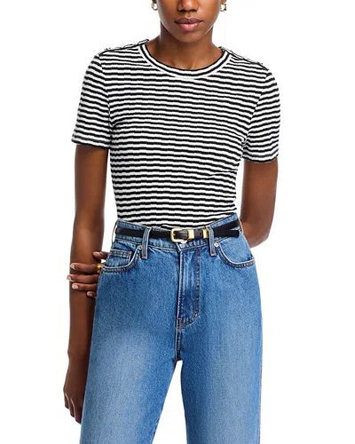 Veronica Beard Draya Stripe Knit T-shirt In Black White