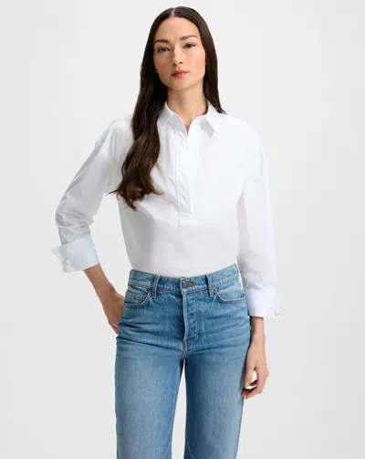 Veronica Beard Draymond Cuff-sleeve Shirt In White