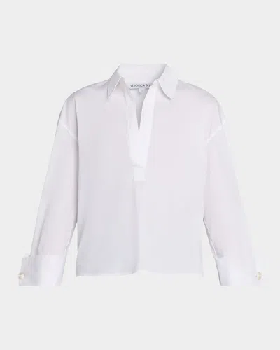 Veronica Beard Draymond Long-sleeve Cotton Shirt In White