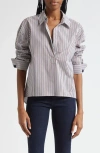 Veronica Beard Draymond Striped Stretch Cotton-blend Poplin Shirt In Multi