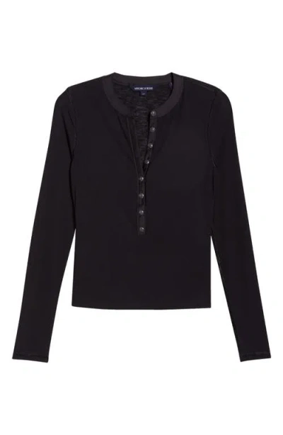Veronica Beard Drexler Knit Henley Top In Black