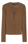 Veronica Beard Drexler Knit Henley Top In Green