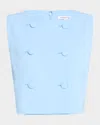 Veronica Beard Drexley Boxy Sleeveless Button-up Top In Blue Sky