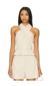 Veronica Beard Drey Seersucker Halter Top In Neutral