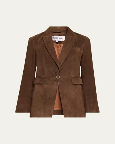 Veronica Beard Duane Suede Dickey Jacket In Brown