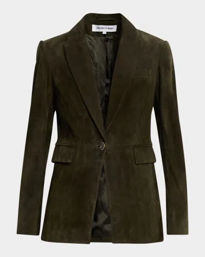 Veronica Beard Duane Suede Dickey Jacket In Green