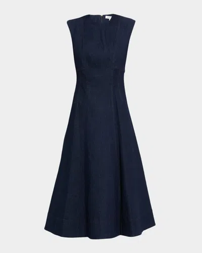 Veronica Beard Dulce Denim Midi Dress In Blue