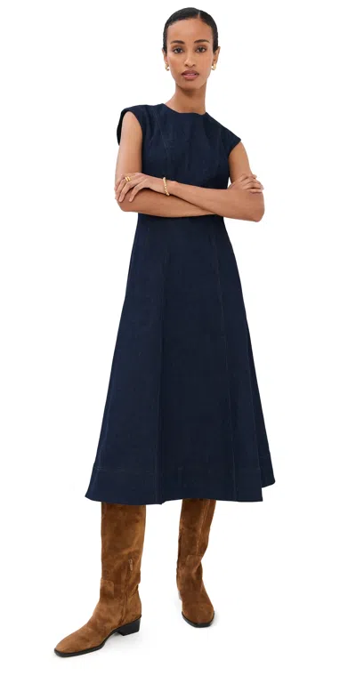 Veronica Beard Dulce Cotton-blend Denim Midi Dress In Blue