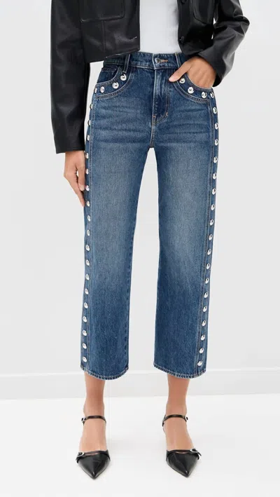 Veronica Beard Dylan Ankle High Rise Straight Leg Jeans In Stoned Serendipity In Blue
