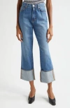 Veronica Beard Dylan High Rise Straight Leg Cuffed Jeans In Seaside Water