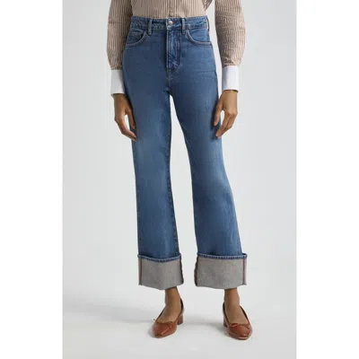 Veronica Beard Dylan Cuffed High Waist Relaxed Straight Leg Jeans In Thriller