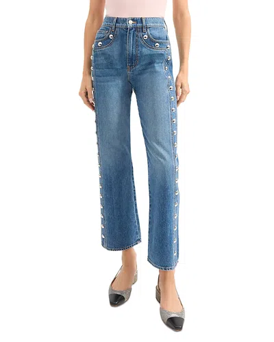 VERONICA BEARD DYLAN HIGH RISE ANKLE STRAIGHT LEG JEANS IN STONED SERENDIPITY