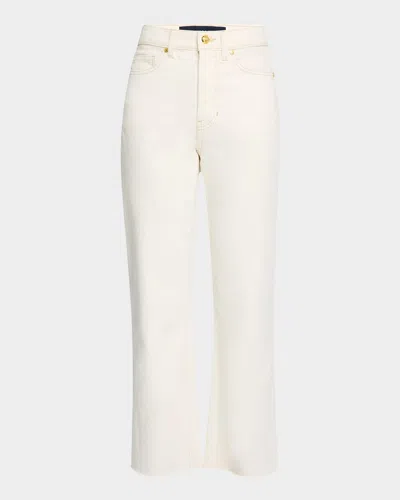 Veronica Beard Dylan High-rise Straight Ankle Jeans In Ecru
