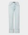 Veronica Beard Dylan High-rise Straight Cuffed Ankle Jeans In Blue